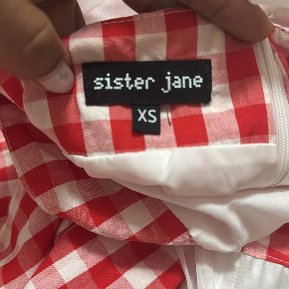 SISTER JANE Love Note Gingham Midi Dress In Red And White size XS - Picture 9 of 13